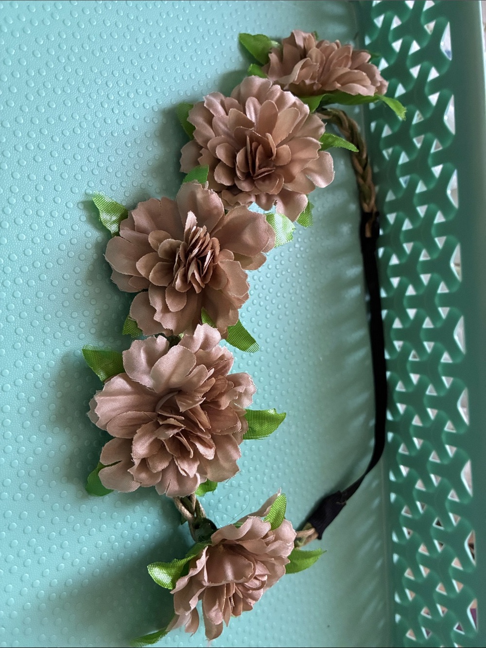 Flower Crown Light Brown Green Headband